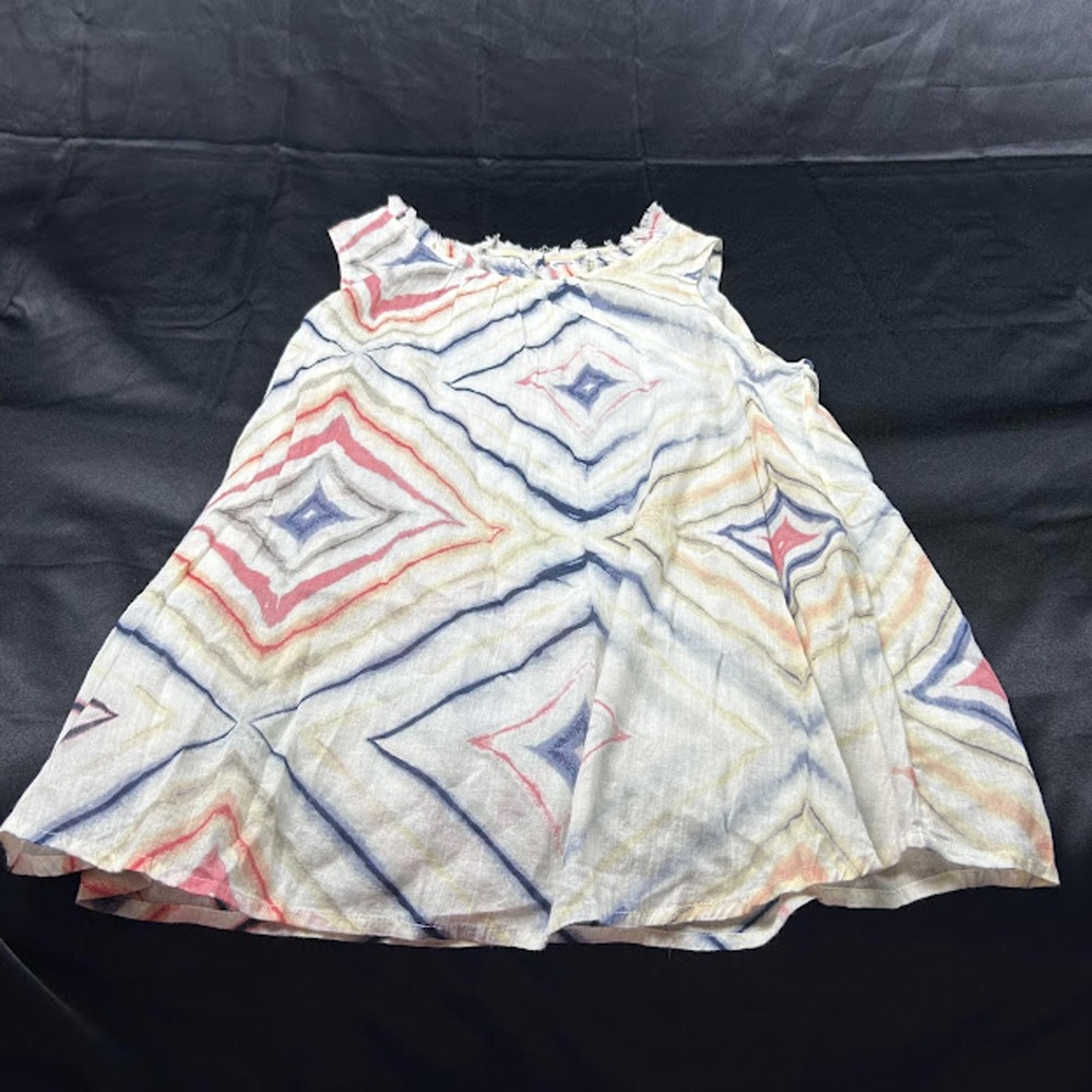 Old Navy Sleeveless Swing Top Small NWT Multicolor Diamond Ikat Frayed Blouse